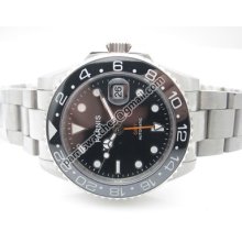 Parnis 40mm Black Ceramic Bezel Gmt Ii Master Ss Strap Watch