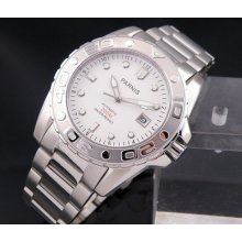 Parnis White Dial Automatic Watch Deployant Style Clasps Sapphire Glass G585