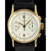 Patek Philippe Vintage Ref 130 Chronograph 18k Silver Dial 1940s