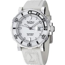 Paul Picot Mens Yachtman White Dial White Rubber Strap Watch P1151.b.sg.1614