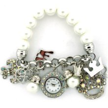 Pearl Bracelet Watch W/charms