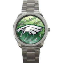 Philadelphia Eagles Unisex Silver-Tone Sports Metal Watch 06