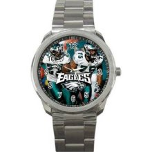 Philadelphia Eagles Unisex Silver-Tone Sports Metal Watch 02