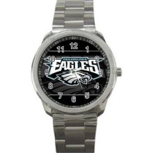 Philadelphia Eagles Unisex Silver-Tone Sports Metal Watch 11