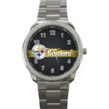 Pittsburgh Steelers Unisex Silver-Tone Sports Metal Watch 07