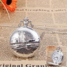 Pocket Watch with Bridge Wolesale Discount - Silver - Stainless Steel - Silver