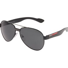 Prada PS 55MS Sunglasses - 1BO1A1 Matte Black+Black Rubber Gray