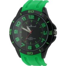 Predator Men's Quartz Watch With Black Dial Analogue Display And Green Silicone Strap Pre97/C