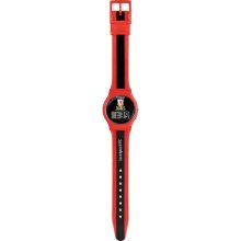 Premiership Football Boy's Quartz Watch With Lcd Dial Digital Display And Red Plastic Or Pu Strap Ga3741