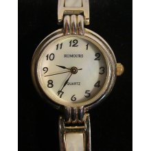 Pretty Gold Tone Rumours Off White Shell Bangle Band Ladies Watch Works(r1)