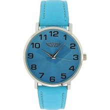 Prince London Sky Blue Pu Leather Strap Ladies Watch Pi-2012