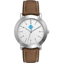 Promo Dress Watch - Men's White Dial Custom Watch with Leather Strap