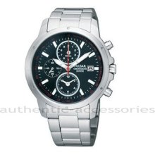 Pulsar By Seiko Chronograph Gents St Steel Watch Pf8 363 & Boxed Pf8363x1