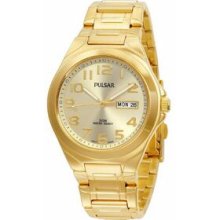 Pulsar Men`s Gold-tone Champagne Dial Watch