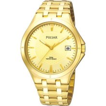 Pulsar Watch, Mens Gold-Tone Stainless Steel Bracelet Watch PX910