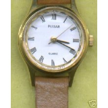 Pulsar Women's Quartz Watch White Dial Leather Band 167