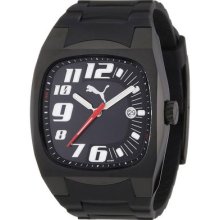 Puma Mens Motor Sport Top Forcer Date Window Black Ip Stainless Steel Case Watch