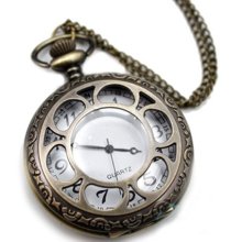 Pw0019 Large Quartz Pocket Watch Long Chain Pendant Necklace