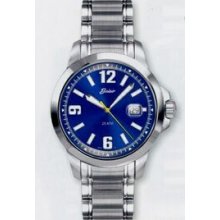 Quartzline Seapearl Men`s 20 Atm Watch W/ Blue Dial & Ss Bracelet