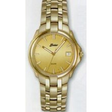 Quartzline Sport Men`s 10 Atm Gold Watch With Date Window & Round Bezel