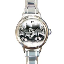 Raccoons Italian Charm Wrist Watch Round Jewelry 13478623