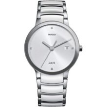 Rado Watch, Womens Swiss Centrix Diamond Accent Stainless Steel and Wh