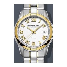 Raymond Weil Parsifal Automatic Two Tone 39mm Watch - White Dial, Two Tone Bracelet 2970-SG-00308 Sale Authentic