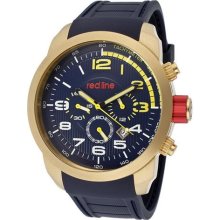 Red Line Watches Men's Overdrive Chrono Navy Blue Dial Gold Tone IP Ca