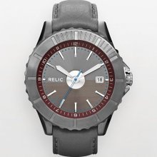 Relic Stainless Steel Gunmetal Ion Leather Watch - Zr11991 - Men