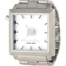 Rockwell Mens 50mm Squared Analog Stainless Watch - Silver Bracelet - White Dial - FS101