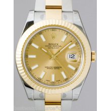Rolex 116333 Datejust Ii Gold & Steel 41mm Champagne Dial B&p Retail $11,650