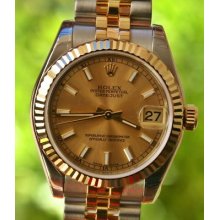 Rolex 18k Gold S/s Midsize Ladies Mens Datejust Watch