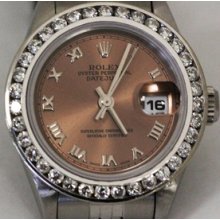 Rolex 69174 Ladies Diamond Bezel Copper Roman Numeral Dial S Serial Number