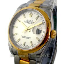 Rolex Datejust 36mm Steel & Gold Silver Stick Dial