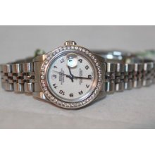 Rolex Datejust Ivory Arabic Jubilee Diamond Oyster Perpetual 79174 Ladies Watch