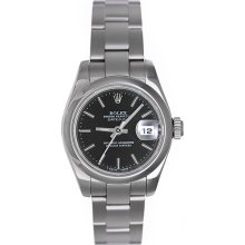 Rolex Datejust Ladies Stainless Steel Watch 179160 Black Dial