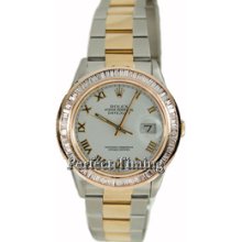 Rolex Datejust Men's Perfect Condition Model 16233 Steel and Gold Oyster Band w/ Diamond Dial and Bezel-90's