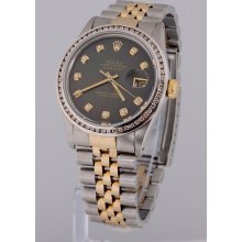 ROLEX DATEJUST watch two tone men channel bezel diamond