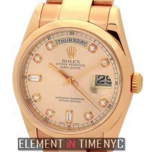 Rolex Day-Date 18k Rose Gold Pink Diamond Dial