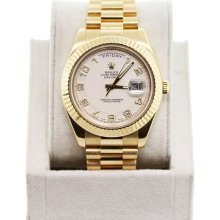 Rolex Day-Date II 218238 Gold Watch With Ivory Arabic Concentric Dial