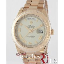 Rolex Day-date Ii President Rose Gold 218235 Fluted Bezel President Bracelet