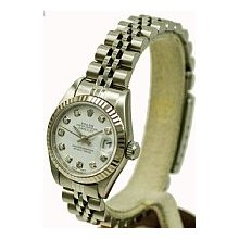 Rolex Ladies Preowned Datejust Stainless Steel White Dial/Fluted Bezel