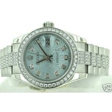 Rolex Ladies President Platinum 179136 Factory Diamond Band Bzl Lugs 05 Crown Cl