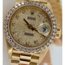 Rolex Lady President Gold Jubilee Diamond Dial 69138 Watch Chest