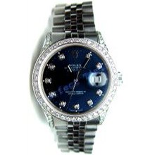 Rolex Like New Men's Datejust W/ Custom Blue Diamond Dial, Bezel, and Lugs- Late 80's