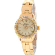 Rolex Oyster Perpetual Date 6517 18k Gold Automatic Ladies Watch