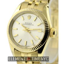 Rolex Oyster Perpetual Ladies No Date 24mm 18k Yellow Gold 6719 With Papers