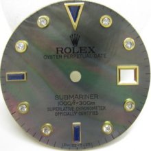 Rolex Submariner Serti Black Pearl Dial Diamonds And Sapphires For Gold Two Tone