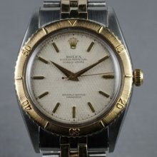 Rolex Turn-o-graph 18k/ss Ref: 6202 With White Waffle Dial Circa: 1954