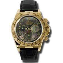 Rolex Watches Daytona Yellow Gold Leather Strap 116518 dkmbk